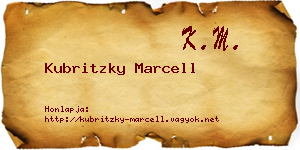 Kubritzky Marcell névjegykártya